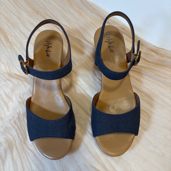 Style & Co Women's Denim Open Toe Buckle Sandals Size 7.5M - Picture 4 of 11